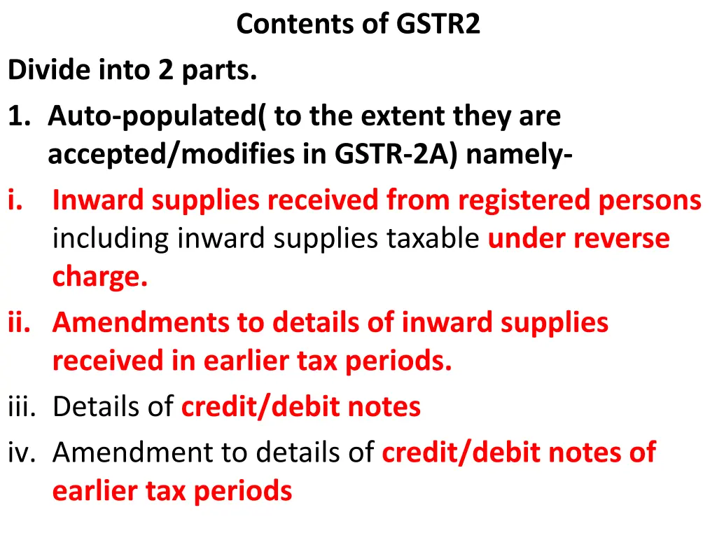 contents of gstr2