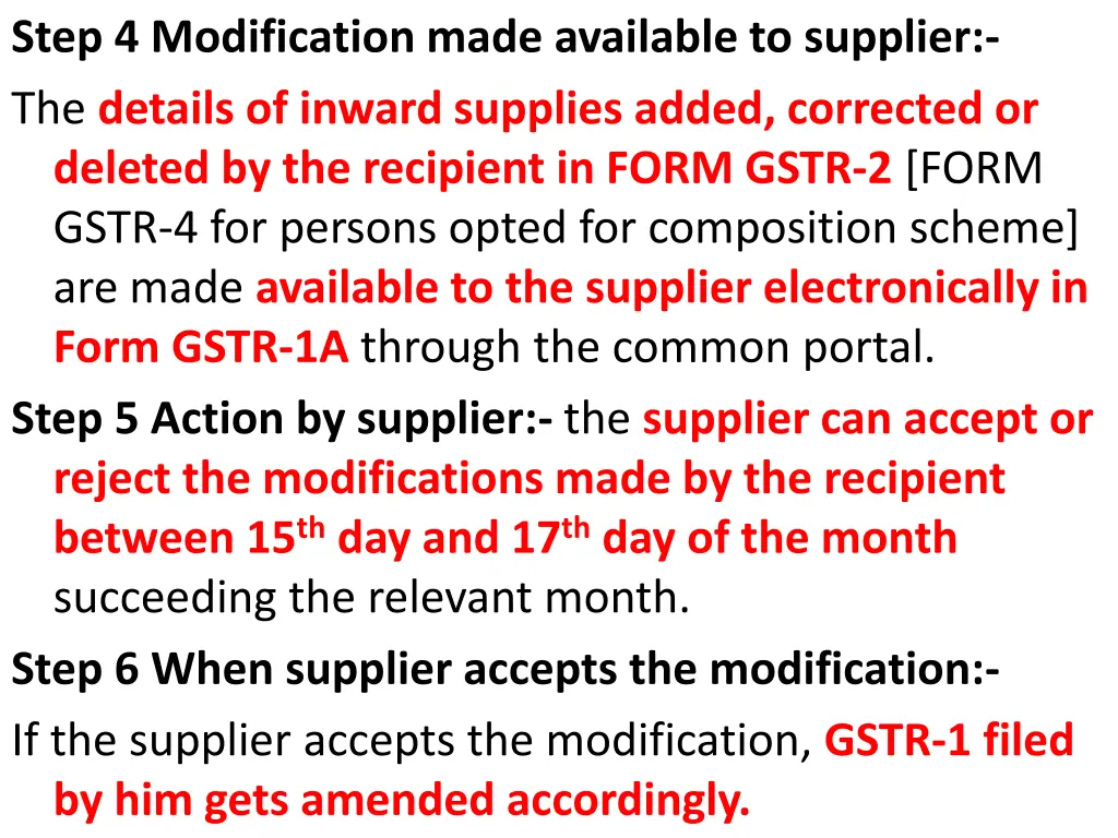 step 4 modification made available to supplier