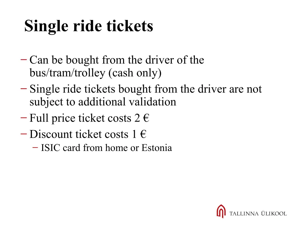 single ride tickets