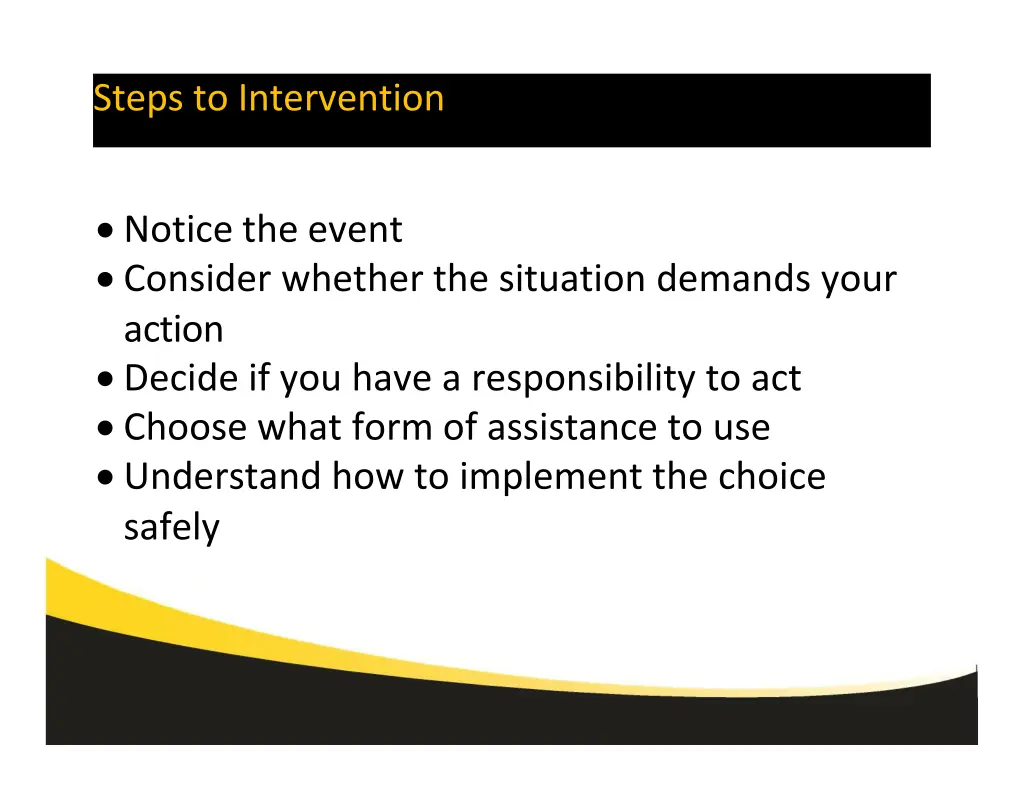 steps to intervention