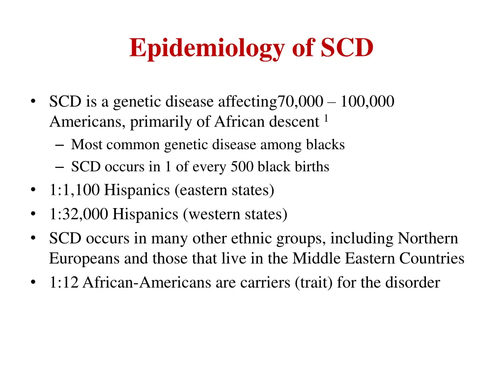 epidemiology of scd