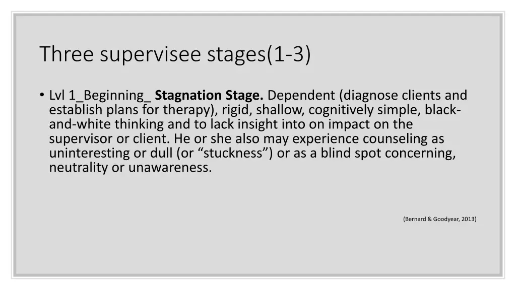 three supervisee stages 1 3