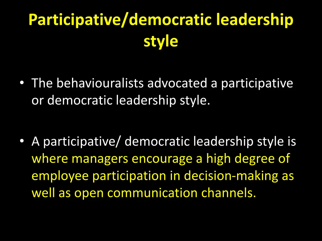 participative democratic leadership style