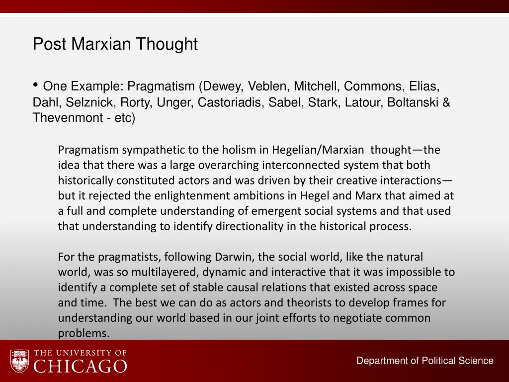 post marxian thought