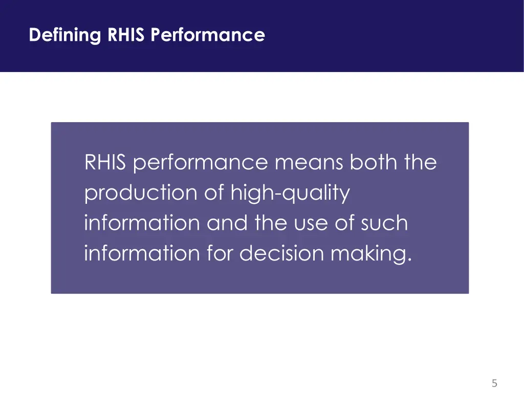 defining rhis performance