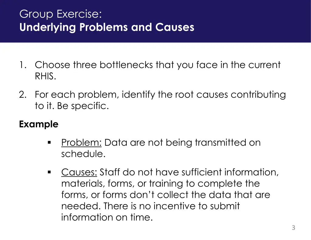 group exercise underlying problems and causes