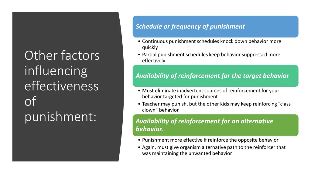 schedule or frequency of punishment