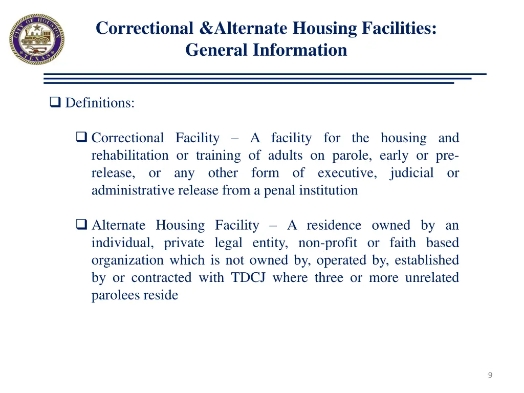 correctional alternate housing facilities general