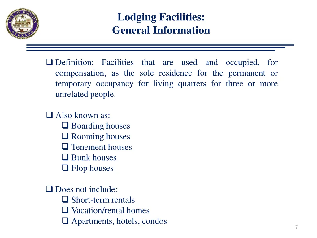 lodging facilities general information