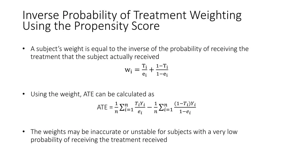 inverse probability of treatment weighting using 1