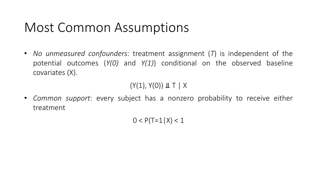 most common assumptions