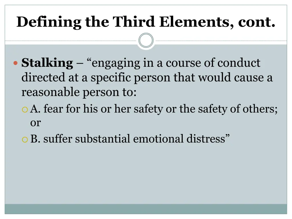 defining the third elements cont 1