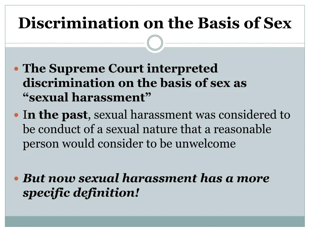 discrimination on the basis of sex