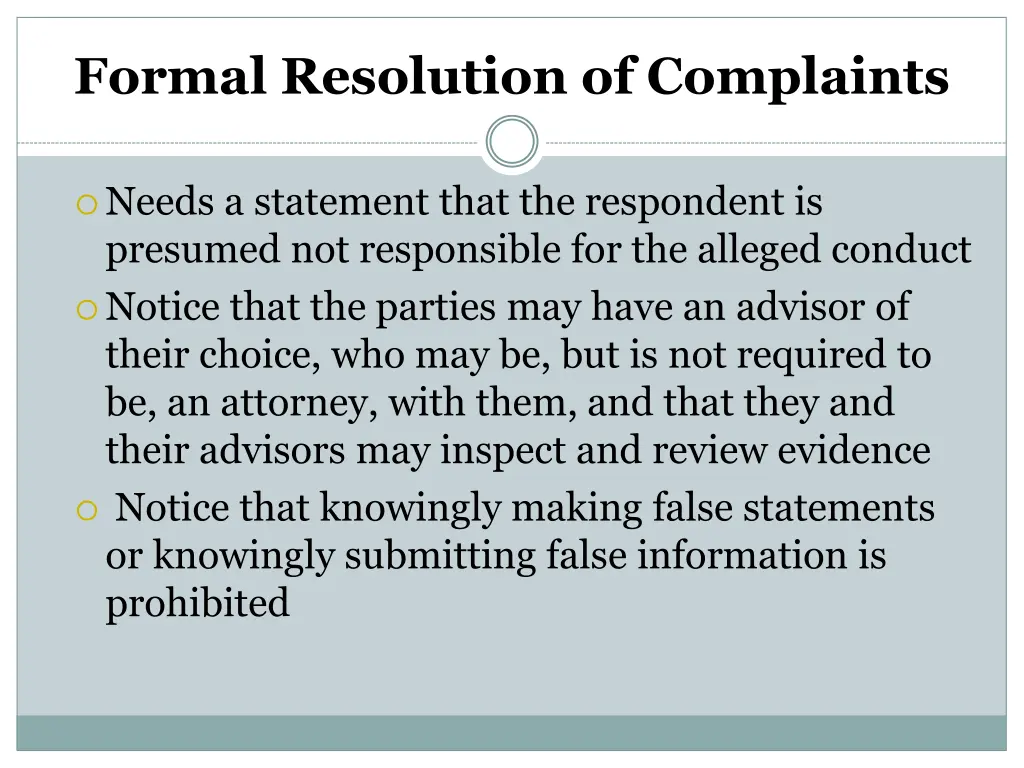 formal resolution of complaints 1