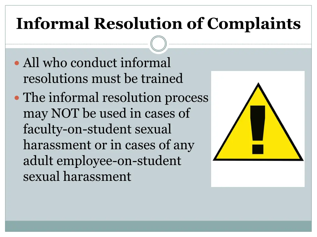 informal resolution of complaints 1