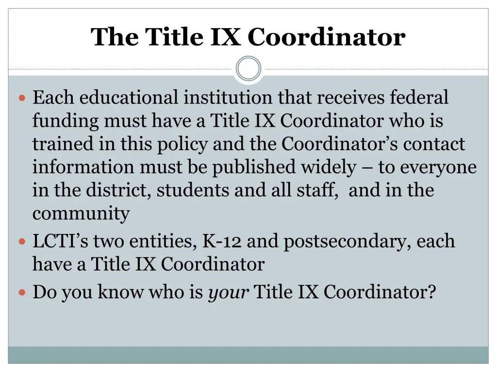 the title ix coordinator