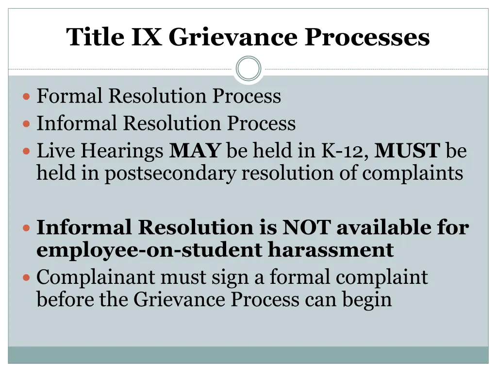 title ix grievance processes