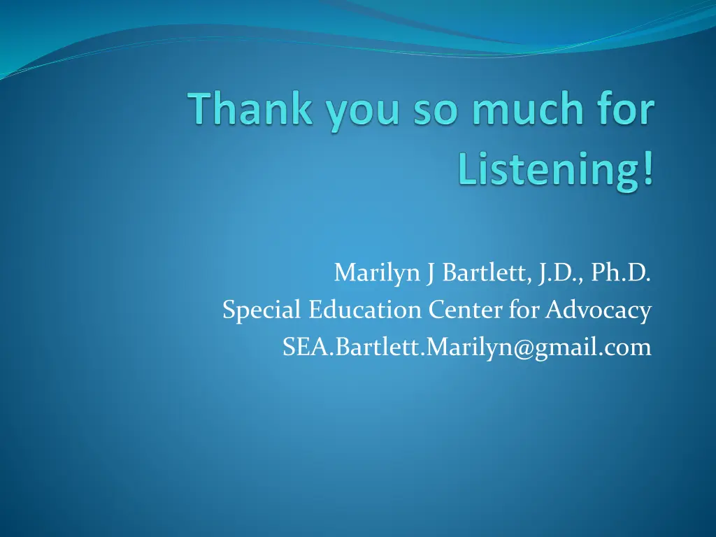 marilyn j bartlett j d ph d special education 1