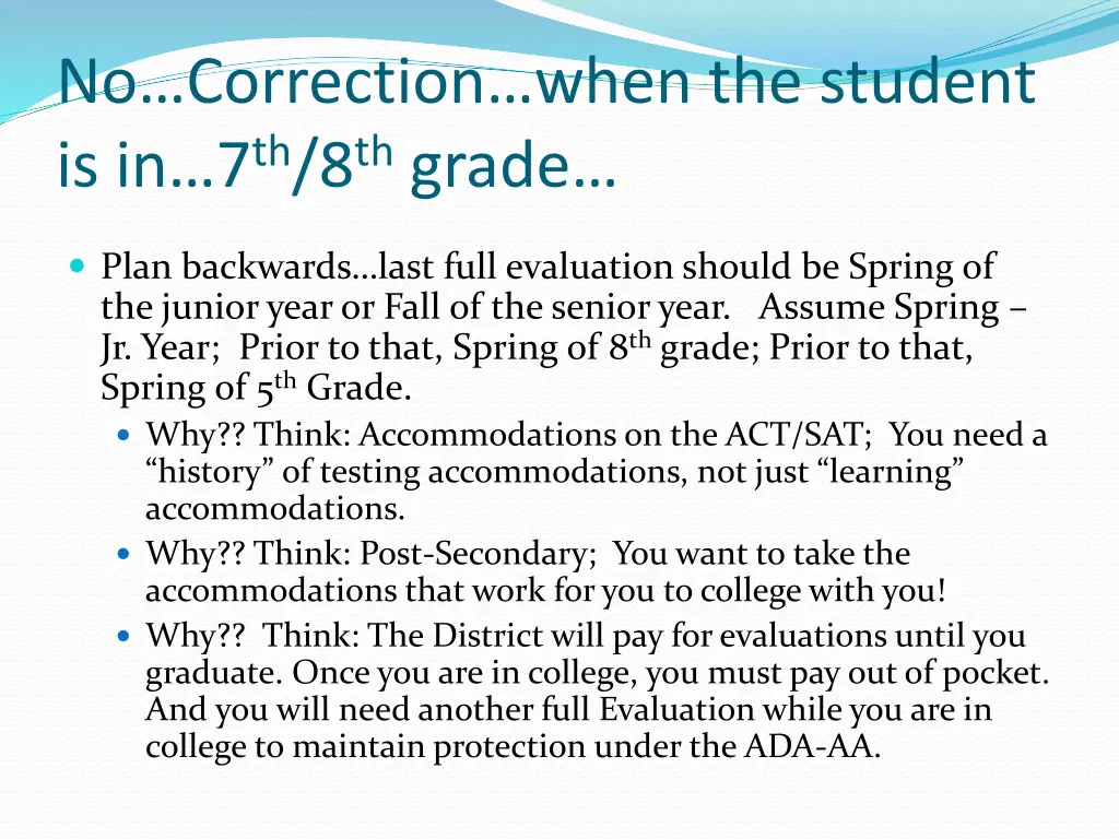 no correction when the student