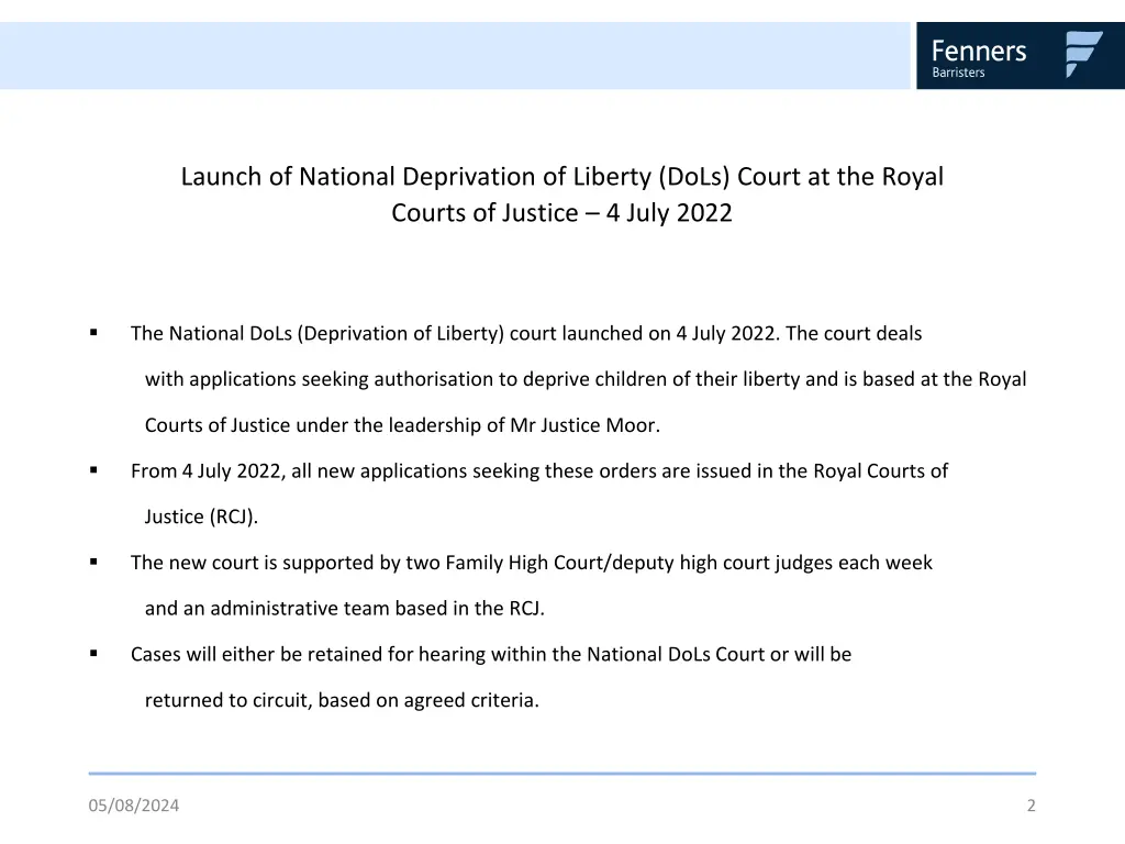 launch of national deprivation of liberty dols