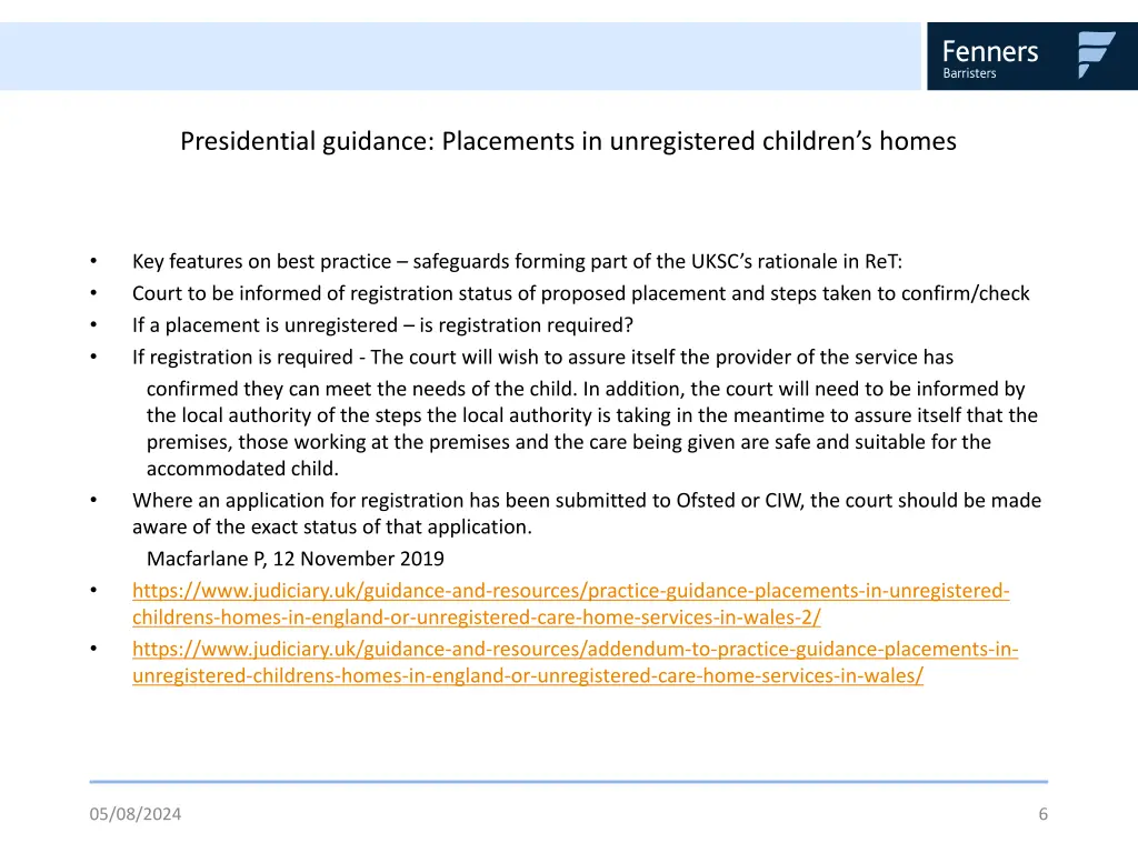 presidential guidance placements in unregistered