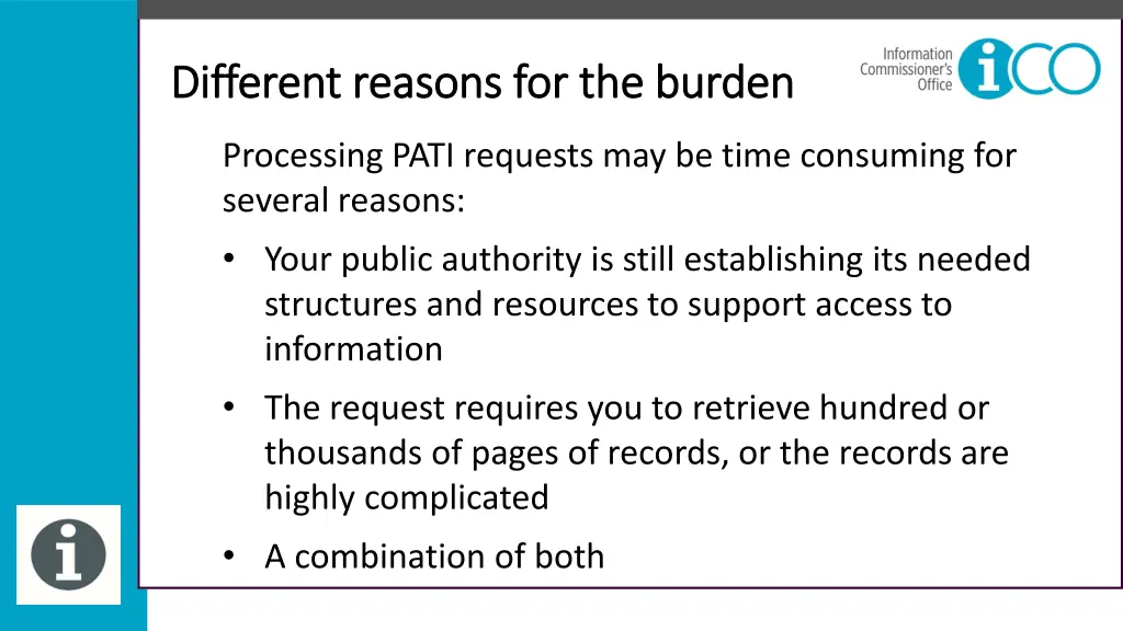 different reasons for the burden different