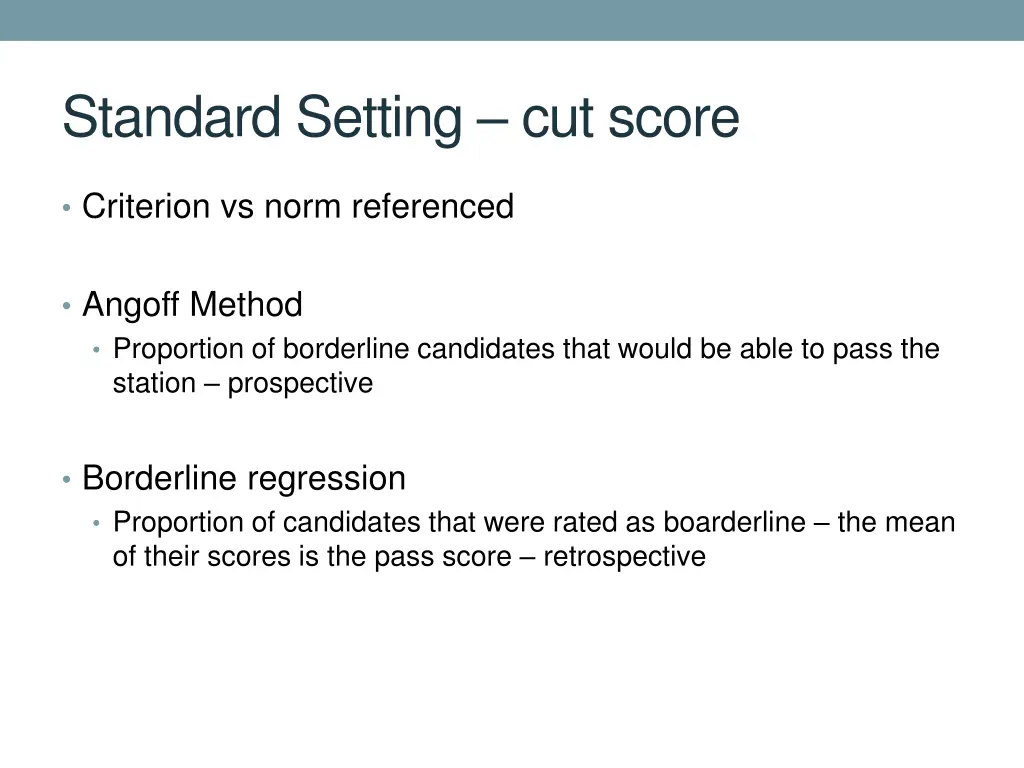 standard setting cut score