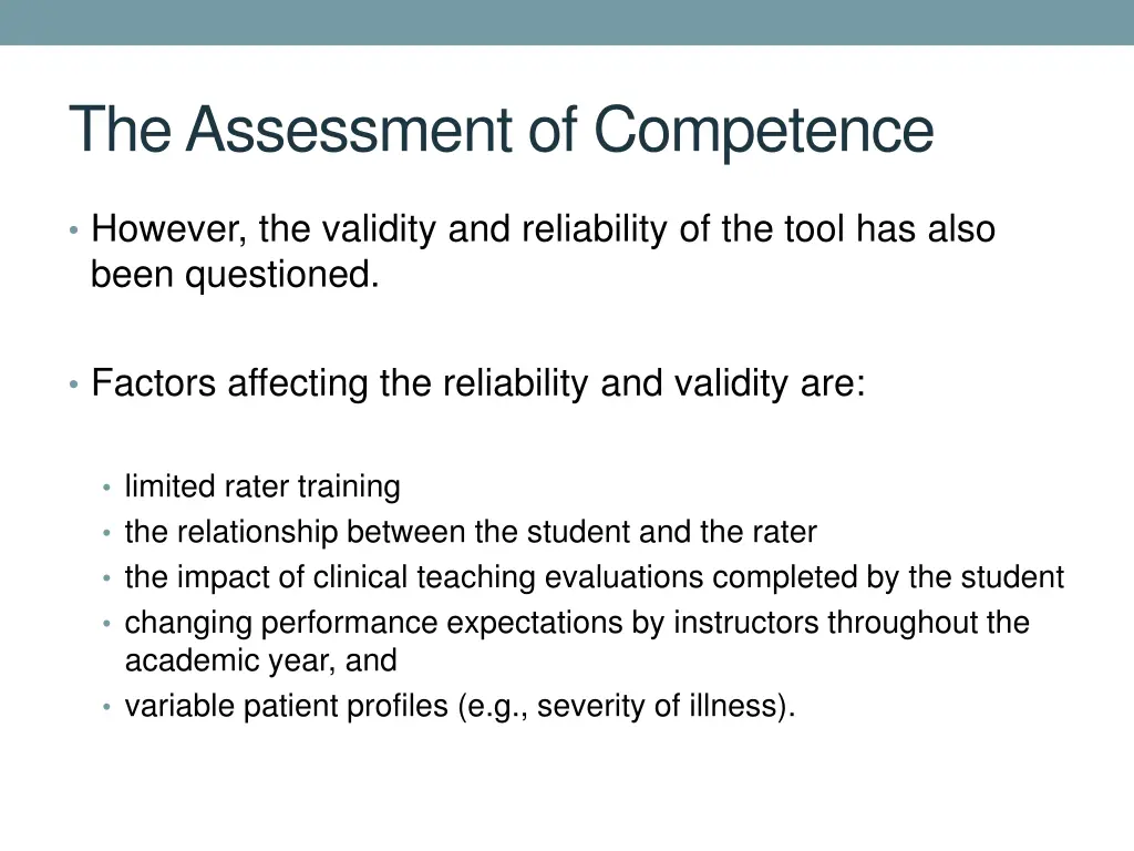 the assessment of competence