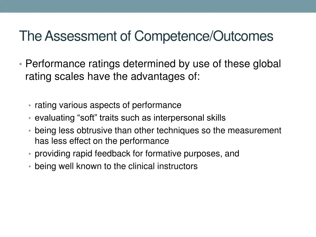 the assessment of competence outcomes 1