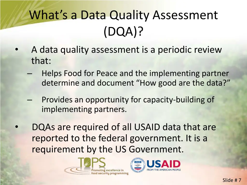 what s a data quality assessment dqa