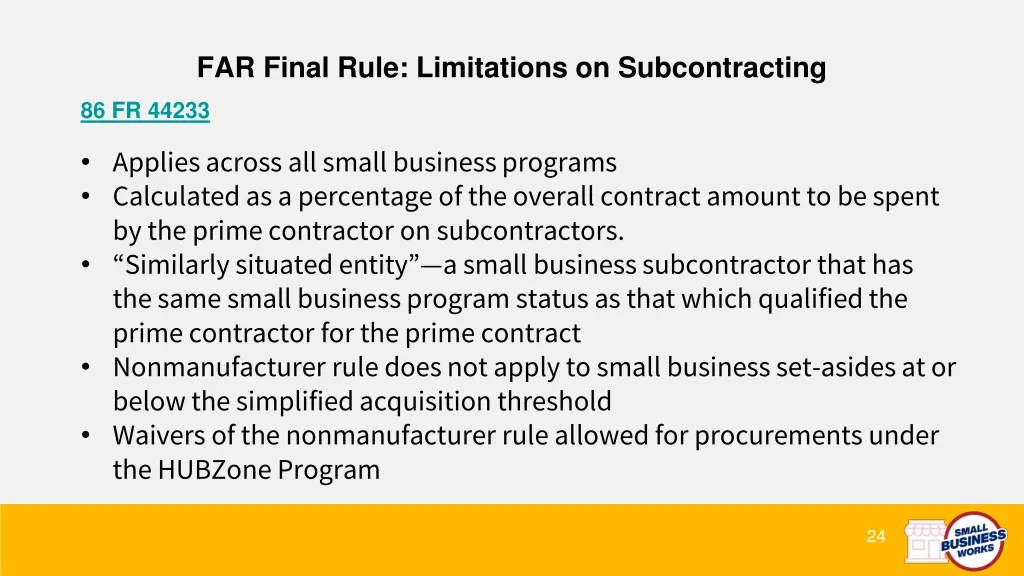 far final rule limitations on subcontracting