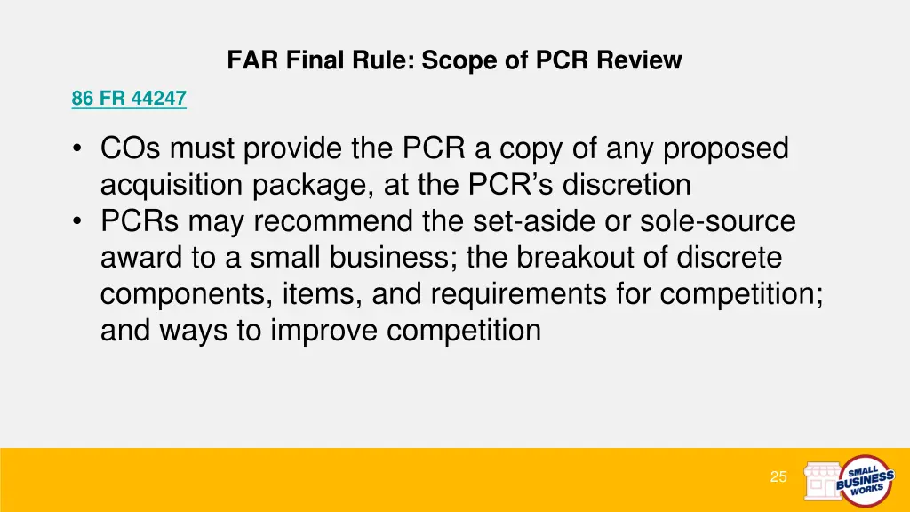 far final rule scope of pcr review