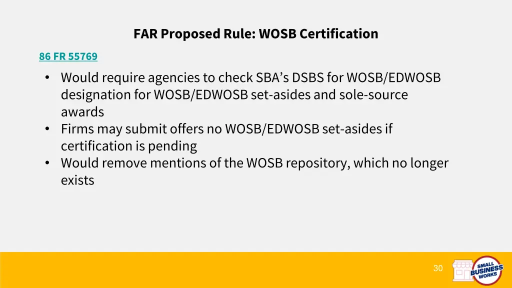 far proposed rule wosb certification