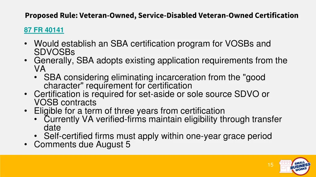 proposed rule veteran owned service disabled