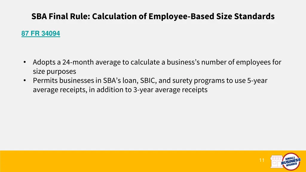 sba final rule calculation of employee based size