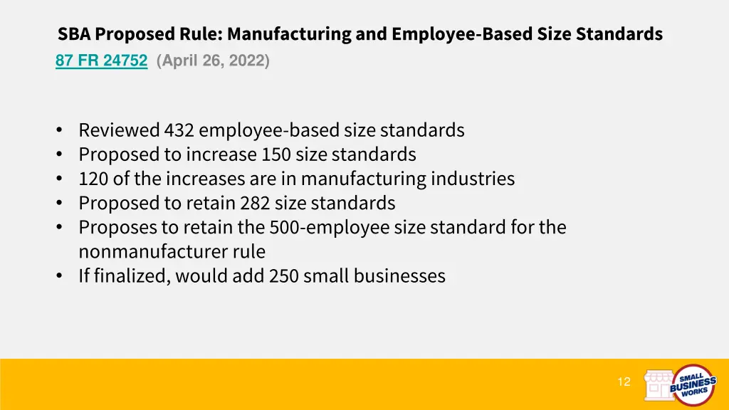 sba proposed rule manufacturing and employee