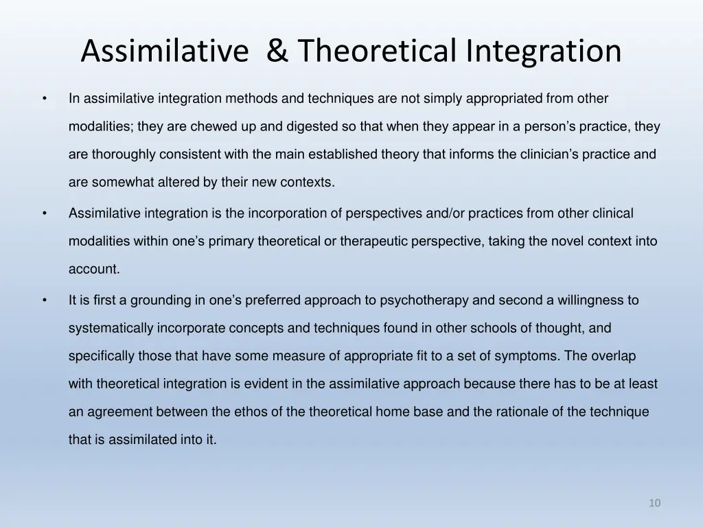 assimilative theoretical integration