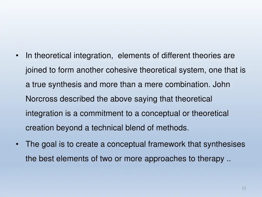 in theoretical integration elements of different