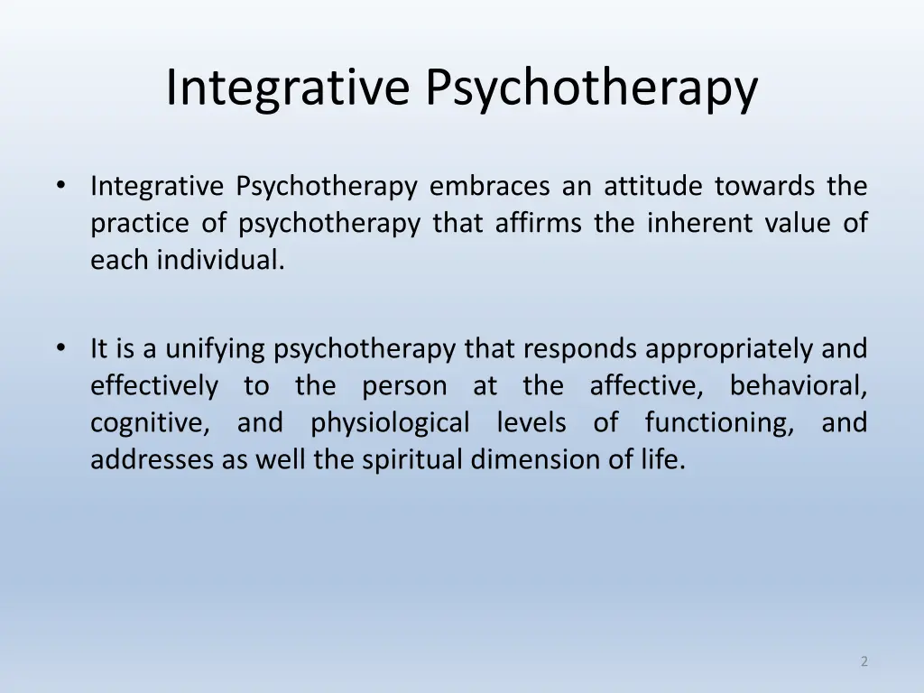 integrative psychotherapy