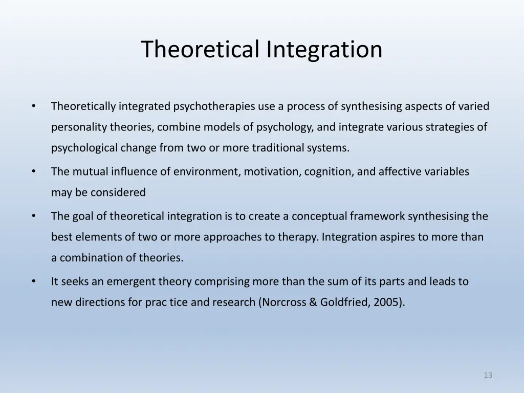 theoretical integration