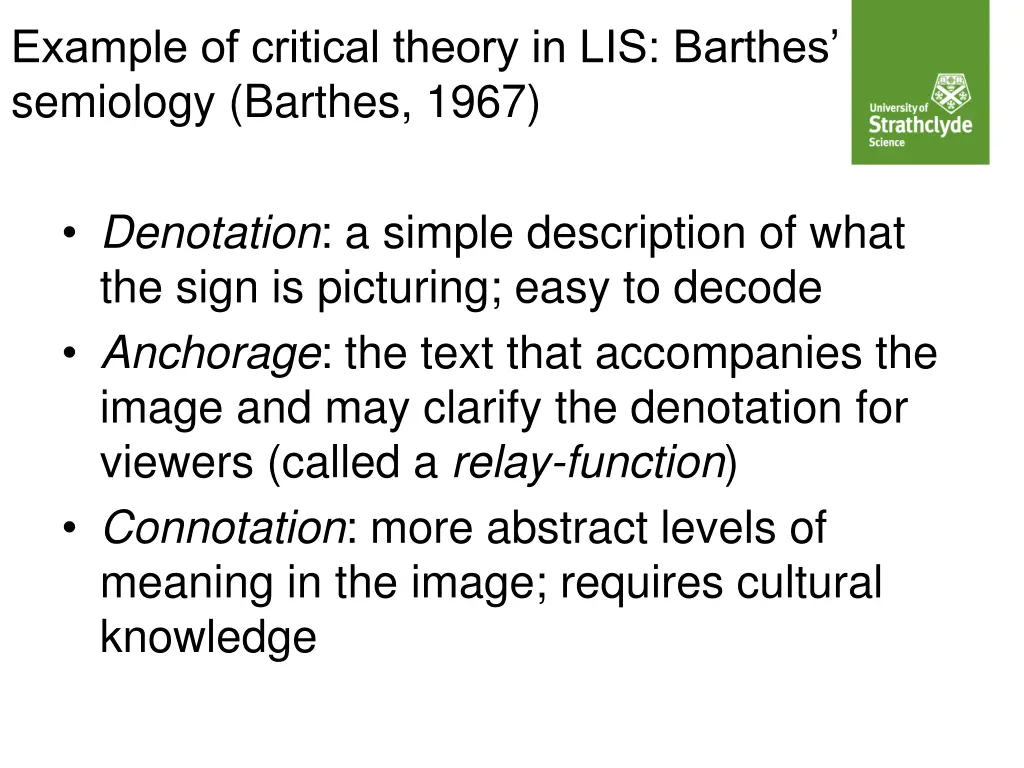 example of critical theory in lis barthes