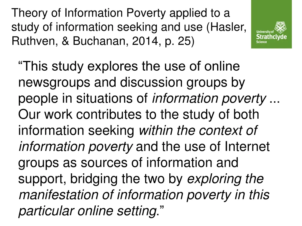 theory of information poverty applied to a study