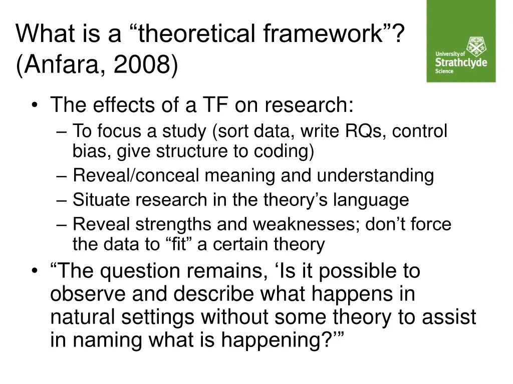 what is a theoretical framework anfara 2008 1