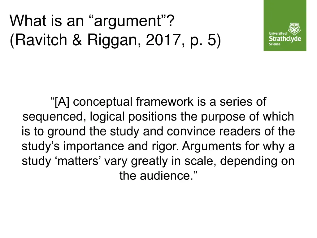 what is an argument ravitch riggan 2017 p 5