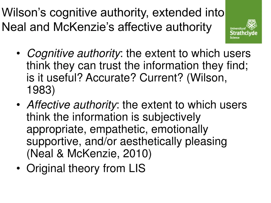 wilson s cognitive authority extended into neal