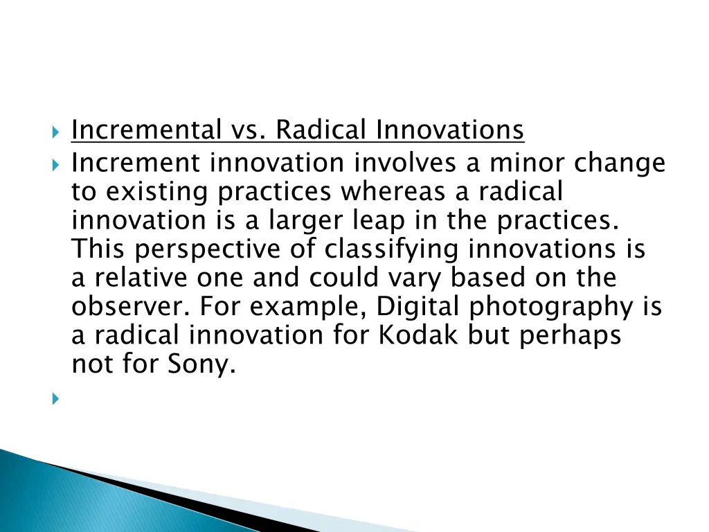 incremental vs radical innovations increment