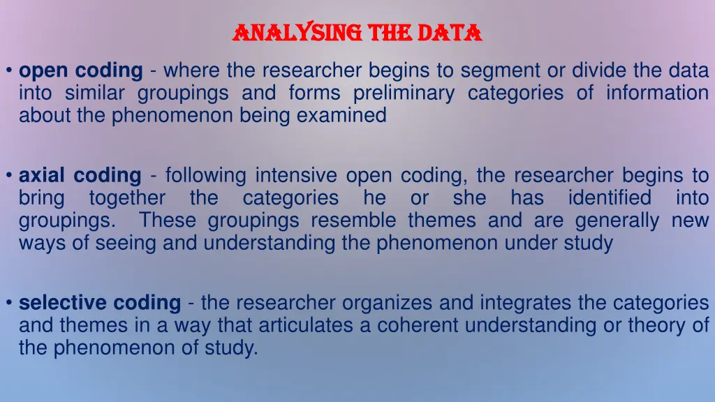 analysing the data analysing the data