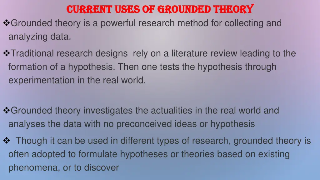 current uses of grounded theory current uses