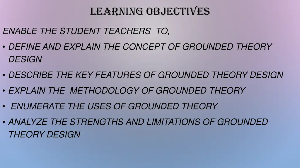 learning objectives