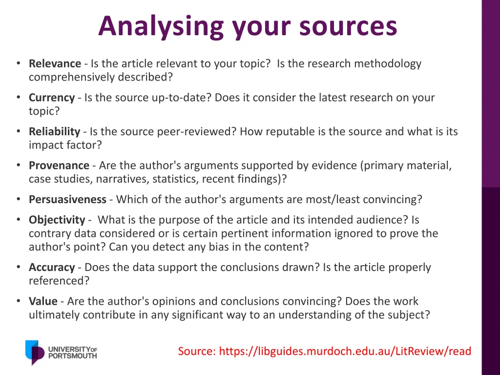 analysing your sources